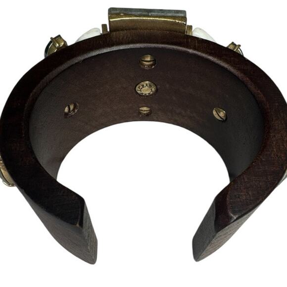 J.Crew Mixed Stone Wooden Cuff Bracelet Smoky - Picture 4 of 12